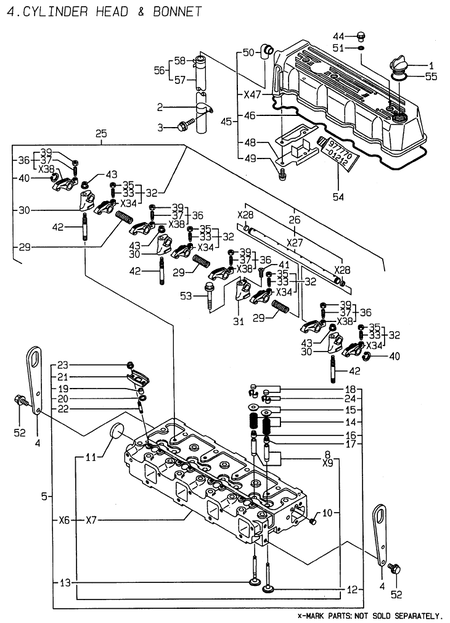 CYLINDER HEAD & BONNET (4TNE94-DBW)