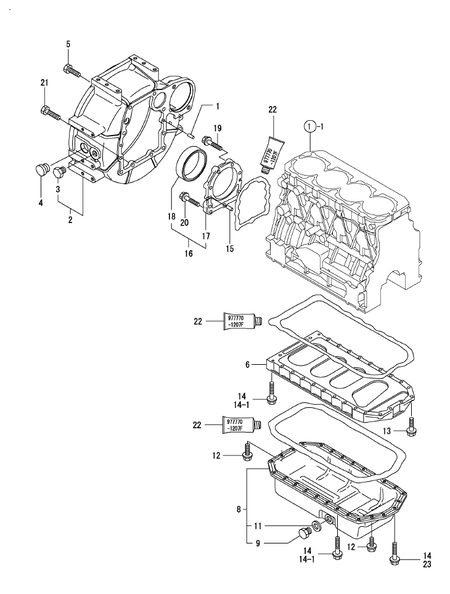 FLYWHEEL HOUSING & OIL SUMP (4TNV88-DSA01)