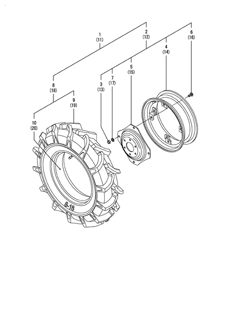 FRONT WHEEL TIRE(8-18) (YT357AJ,Y(300001-)