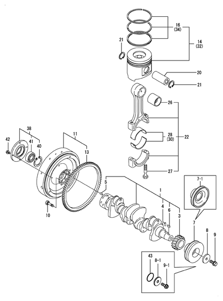 CRANKSHAFT & PISTON (4TNV98-NSAP)