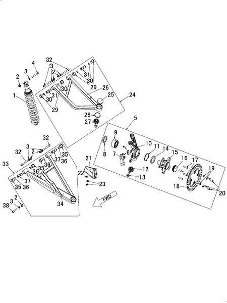 FRONT AXLE ASSY. - LEFT (YU1000DK-BRAHMA)