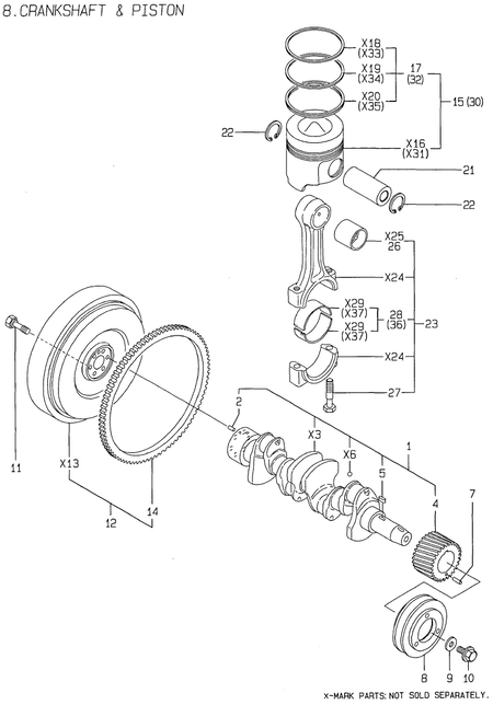 CRANKSHAFT & PISTON (4TNE84-MS)