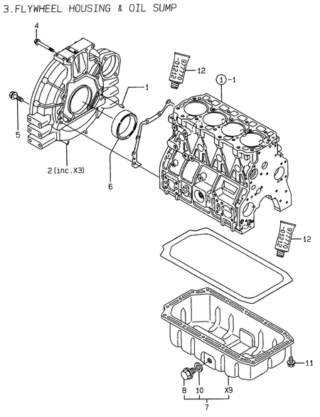 FLYWHEEL HOUSING & OIL SUMP (4TNE94-WI) FLYWHEEL HOUSING & OIL SUMP (4TNE94-WI)