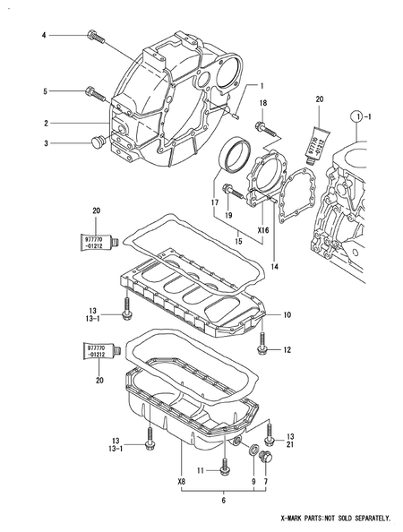 FLYWHEEL HOUSING & OIL SUMP (4TNE88-EMS)