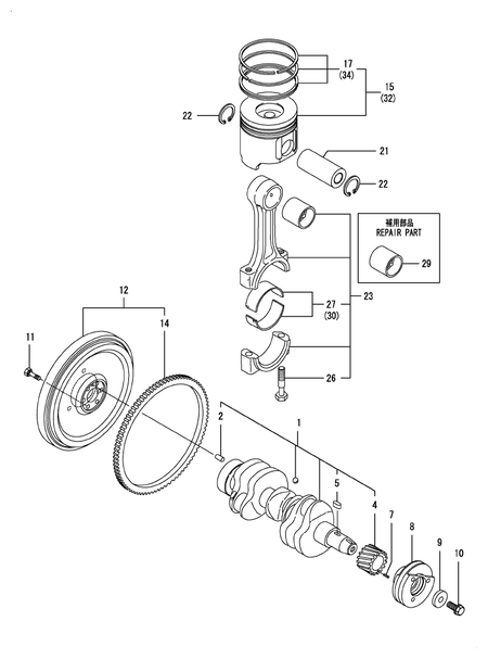 CRANKSHAFT & PISTON (3TNV88-BSSU)