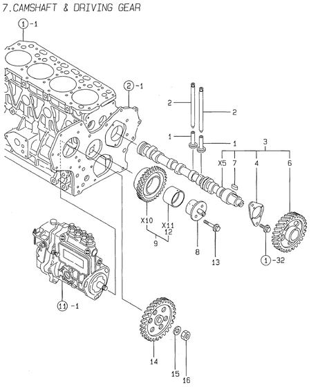 CAMSHAFT & DRIVING GEAR (4TNE84-MS)