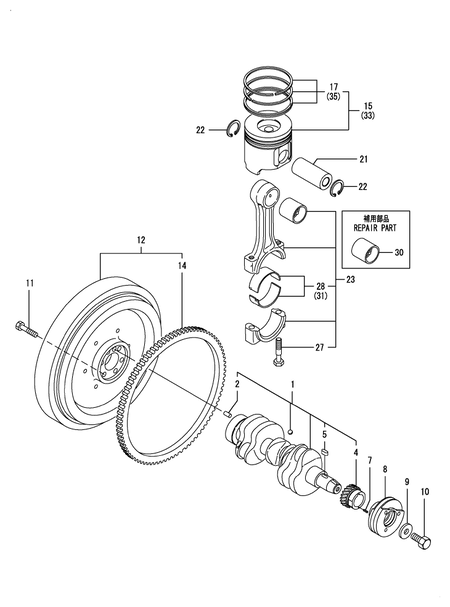 CRANKSHAFT & PISTON (3TNV84T-BGGE)