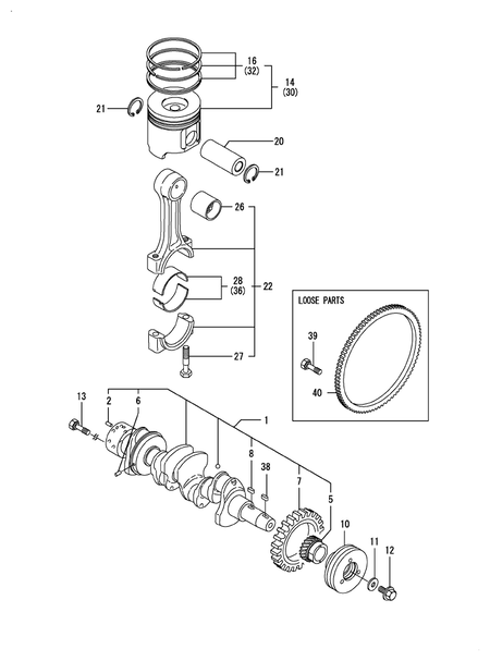 CRANKSHAFT & PISTON (4TNV88-XAT)