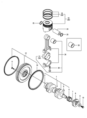 CRANKSHAFT & PISTON (3TNV88C-DKW) CRANKSHAFT & PISTON (3TNV88C-DKW)