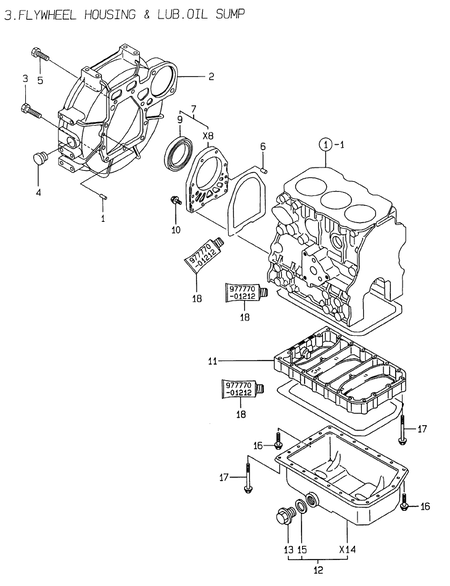 FLYWHEEL HOUSING &LUB.OIL SUMP (3TNE74-ENSR3)