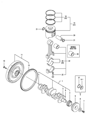CRANKSHAFT & PISTON (4TNV98-ZGGE) CRANKSHAFT & PISTON (4TNV98-ZGGE)