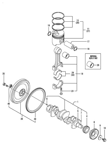 CRANKSHAFT & PISTON (4TNE92-POM)