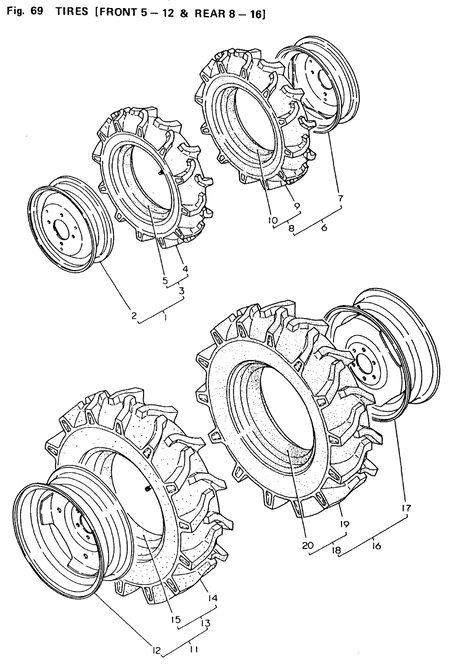 TIRES(FOR YM140D/147D) (YM140D) TIRES(FOR YM140D/147D) (YM140D)