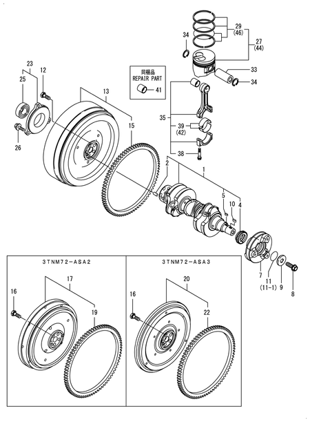 CRANKSHAFT & PISTON (3TNM72-ASA)