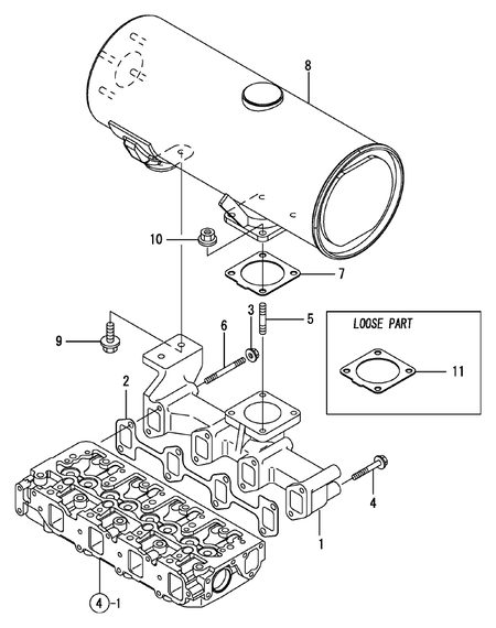EXHAUST MANIFOLD & SILENCER (4TNV88-PNS)