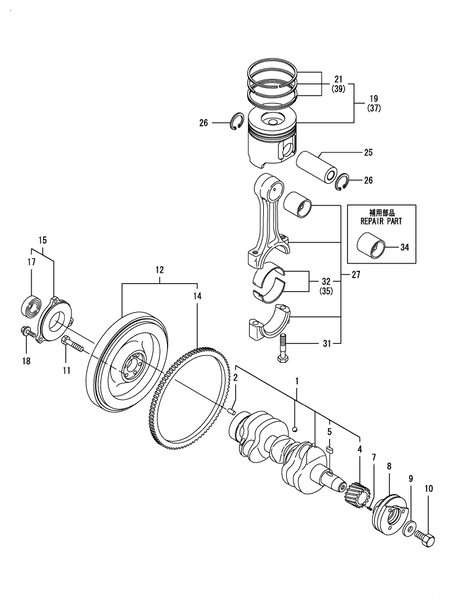 CRANKSHAFT & PISTON (3TNV88-BDSA)