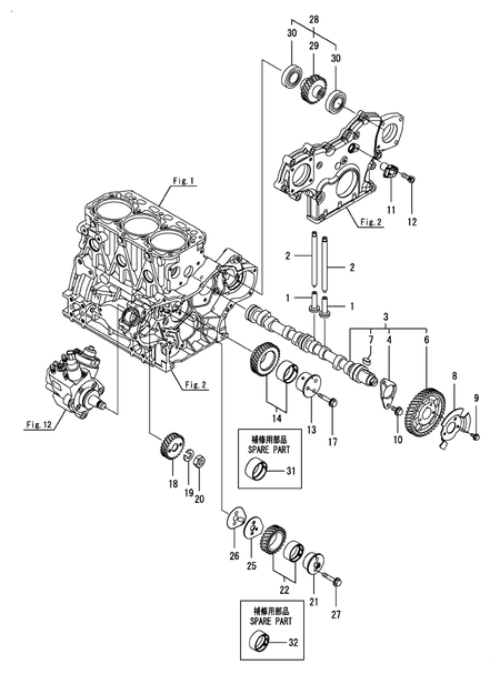 CAMSHAFT & DRIVING GEAR (3TNV88C-DKTF)