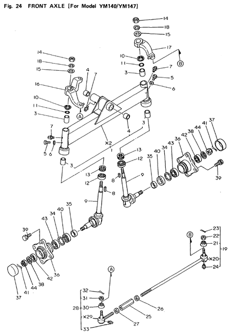 FRONT AXLE (FOR YM140/147) (YM140D)