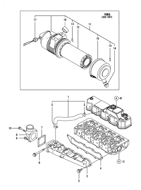 SUCTION MANIFOLD & AIR CLEANER (4TNV88-BPTB1T)