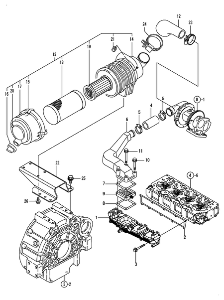 SUCTION MANIFOLD & AIR CLEANER (4TNV106T-GGEA)