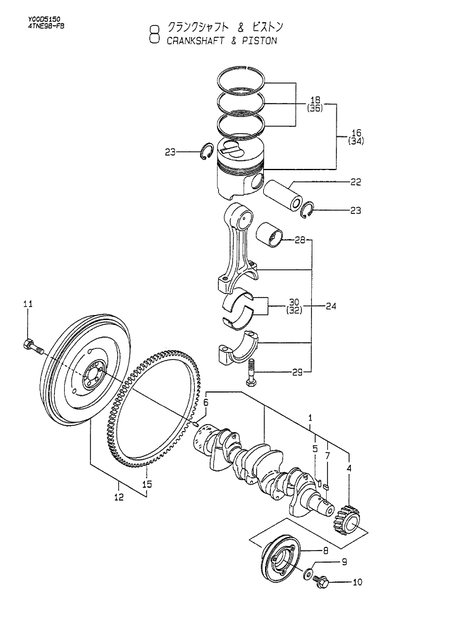 CRANKSHAFT & PISTON (4TNE98-FB)