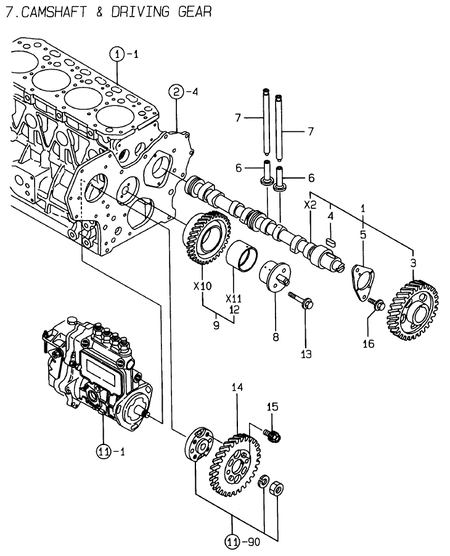 CAMSHAFT & DRIVING GEAR (4TNE88-ESF)