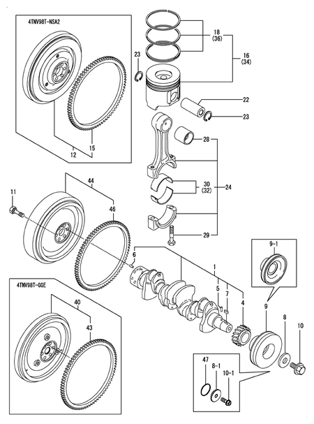 CRANKSHAFT & PISTON (4TNV98T-NSA)