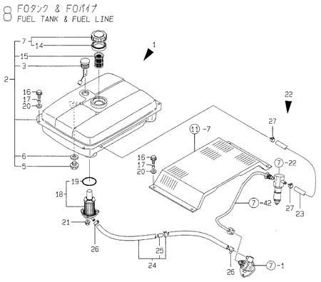 FUEL TANK & FUEL LINE (YDW190AE5/6E)