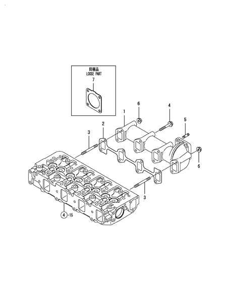 EXHAUST MANIFOLD (4TNV88-BKGWLF) EXHAUST MANIFOLD (4TNV88-BKGWLF)
