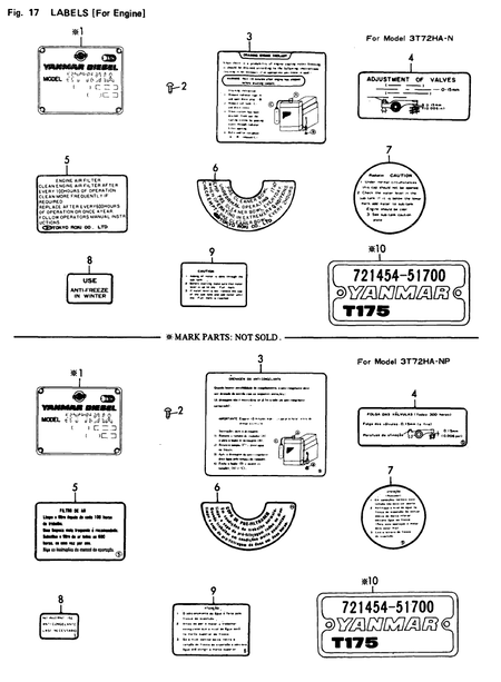 LABELS(FOR ENGINE) (3T72HA-N)