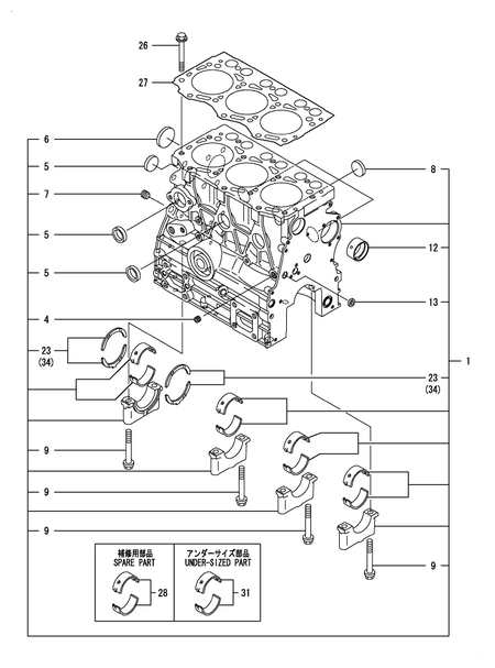 CYLINDER BLOCK (3TNV76-PUKNE) CYLINDER BLOCK (3TNV76-PUKNE)