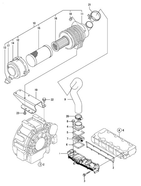 SUCTION MANIFOLD & AIR CLEANER (4TNV106-GGE2)