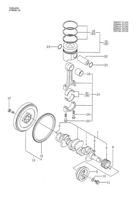 CRANKSHAFT & PISTON (4TNE88-YB)