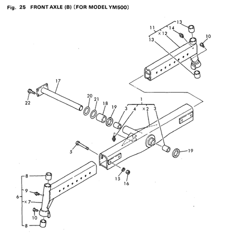 FRONT AXLE(B) FOR MODEL YM500 (YM500D)