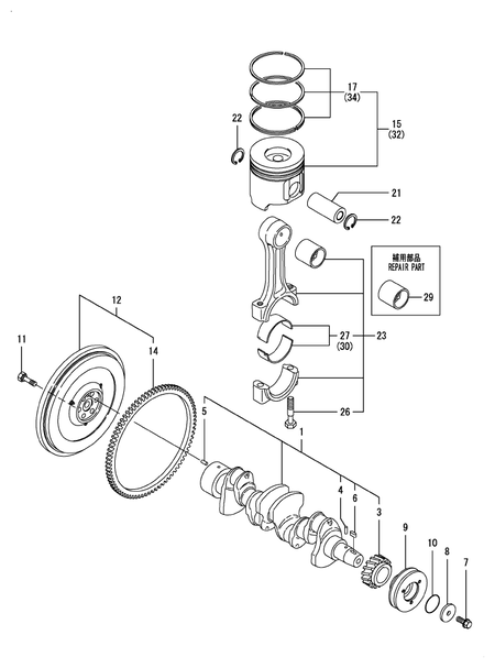 CRANKSHAFT & PISTON (4TNV98T-ZSLY)