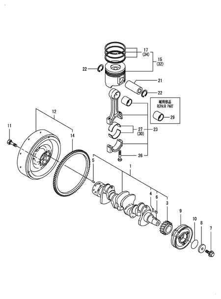 CRANKSHAFT & PISTON (4TNV106T-GGEA)