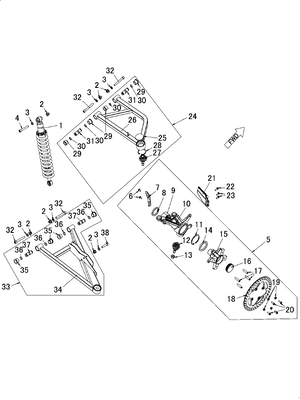 FRONT AXLE ASSY. - RIGHT (YU1000DK-BRAHMA)