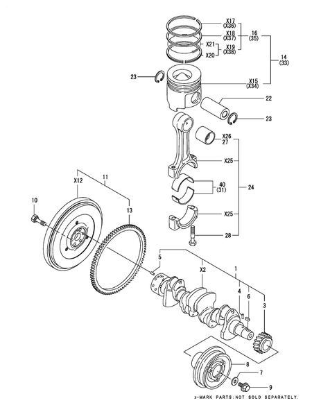 CRANKSHAFT & PISTON (4TNE106-GE)