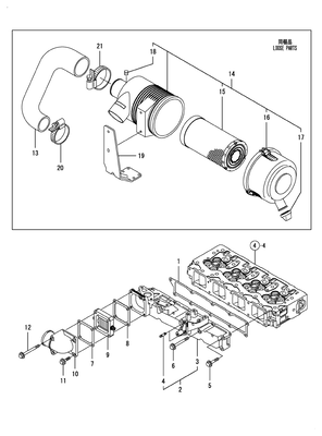 SUCTION MANIFOLD & AIR CLEANER (4TNV98-ZGGE) SUCTION MANIFOLD & AIR CLEANER (4TNV98-ZGGE)