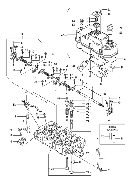 CYLINDER HEAD & BONNET (3TNV88-BDSA3)