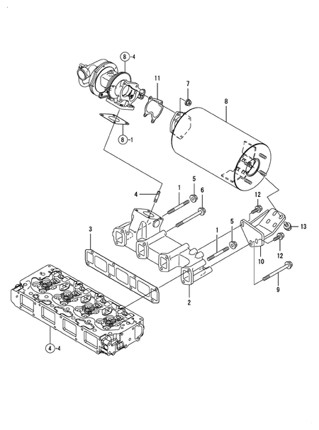 EXHAUST MANIFOLD & SILENCER (4TNV106TXTBL)