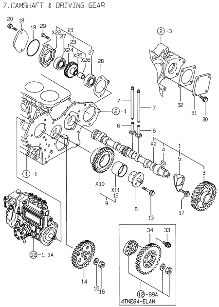 CAMSHAFT & DRIVING GEAR (4TNE84-ELAN)