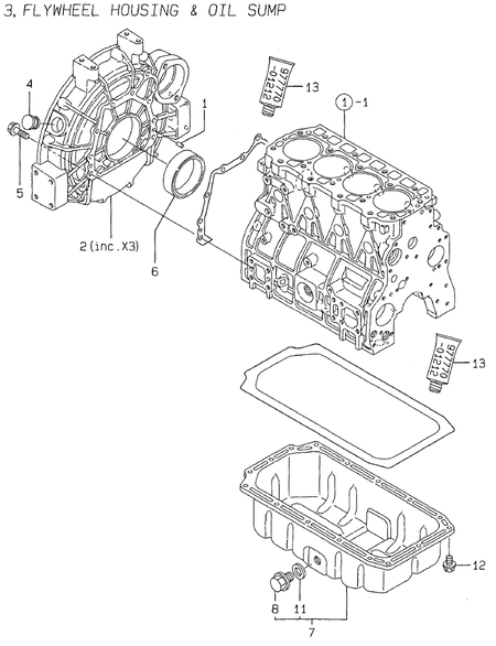 FLYWHEEL HOUSING & OIL SUMP (4TNE98-KM)