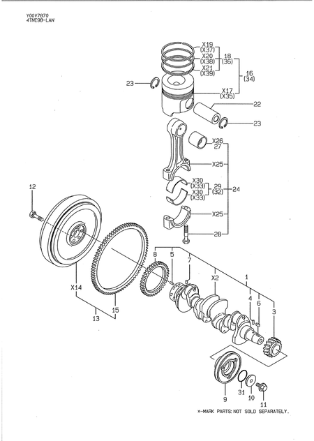 CRANKSHAFT & PISTON (4TNE98-LAN) CRANKSHAFT & PISTON (4TNE98-LAN)