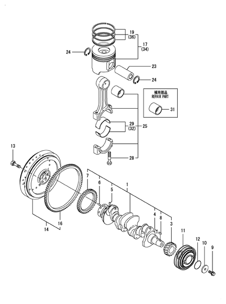 CRANKSHAFT & PISTON (4TNV98T-ZMRFQ)