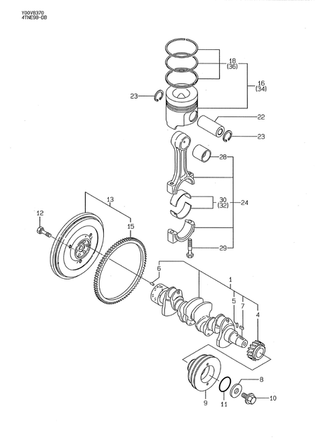 CRANKSHAFT & PISTON (4TNE98-DB)