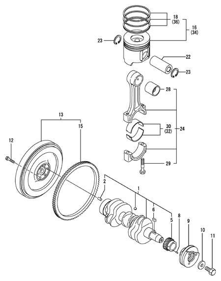 CRANKSHAFT & PISTON (3TNV88-NNS)