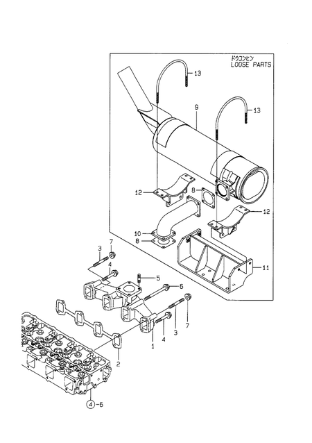 EXHAUST MANIFOLD & SILENCER (4TNE106-TB)