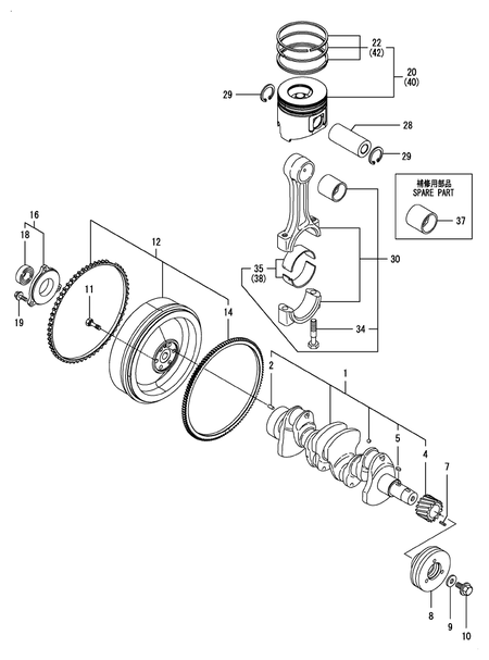 CRANKSHAFT & PISTON (4TNV88C-DYEM)