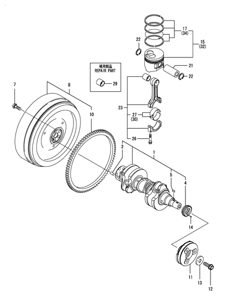 CRANKSHAFT & PISTON (3TNM72-HGE)